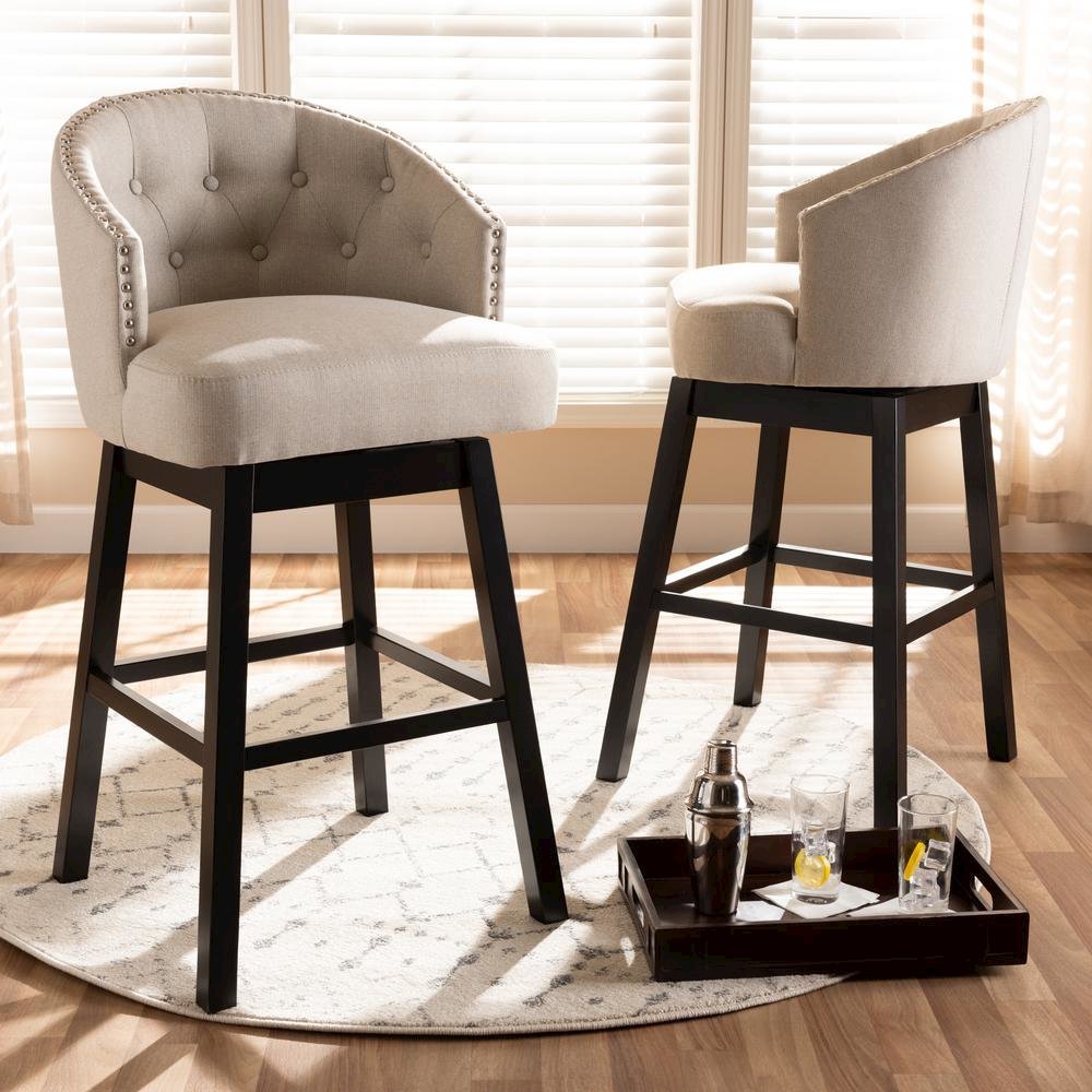 Wood Swivel Bar Stool Set of 2