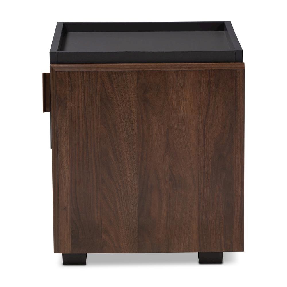 Two-Tone Gray and Walnut Finished Wood 1-Drawer Nightstand