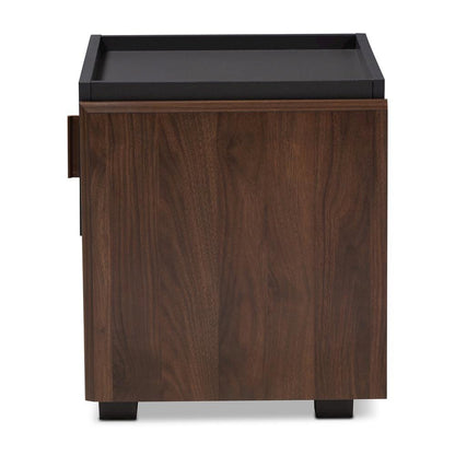 Two-Tone Gray and Walnut Finished Wood 1-Drawer Nightstand