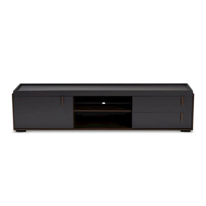 Two-Tone Gray and Walnut Finished Wood 2-Drawer TV Stand