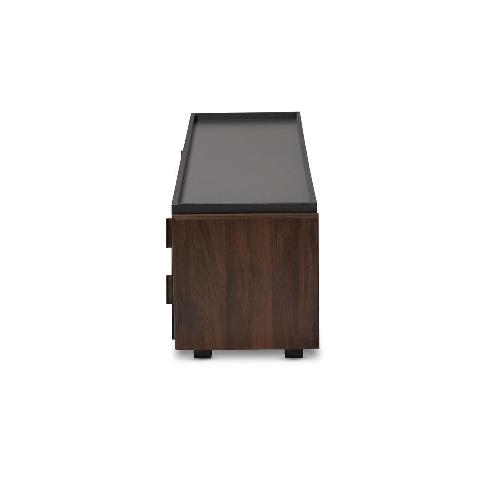Two-Tone Gray and Walnut Finished Wood 2-Drawer TV Stand