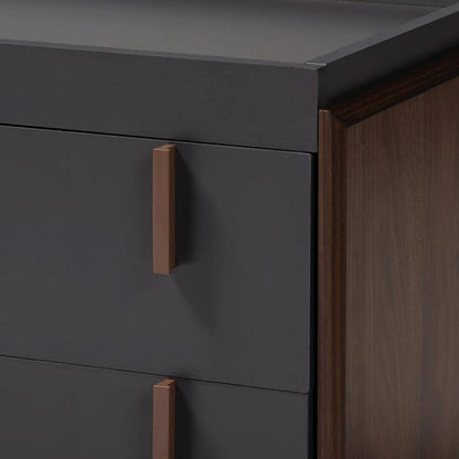 Two-Tone Gray and Walnut Finished Wood 2-Drawer TV Stand