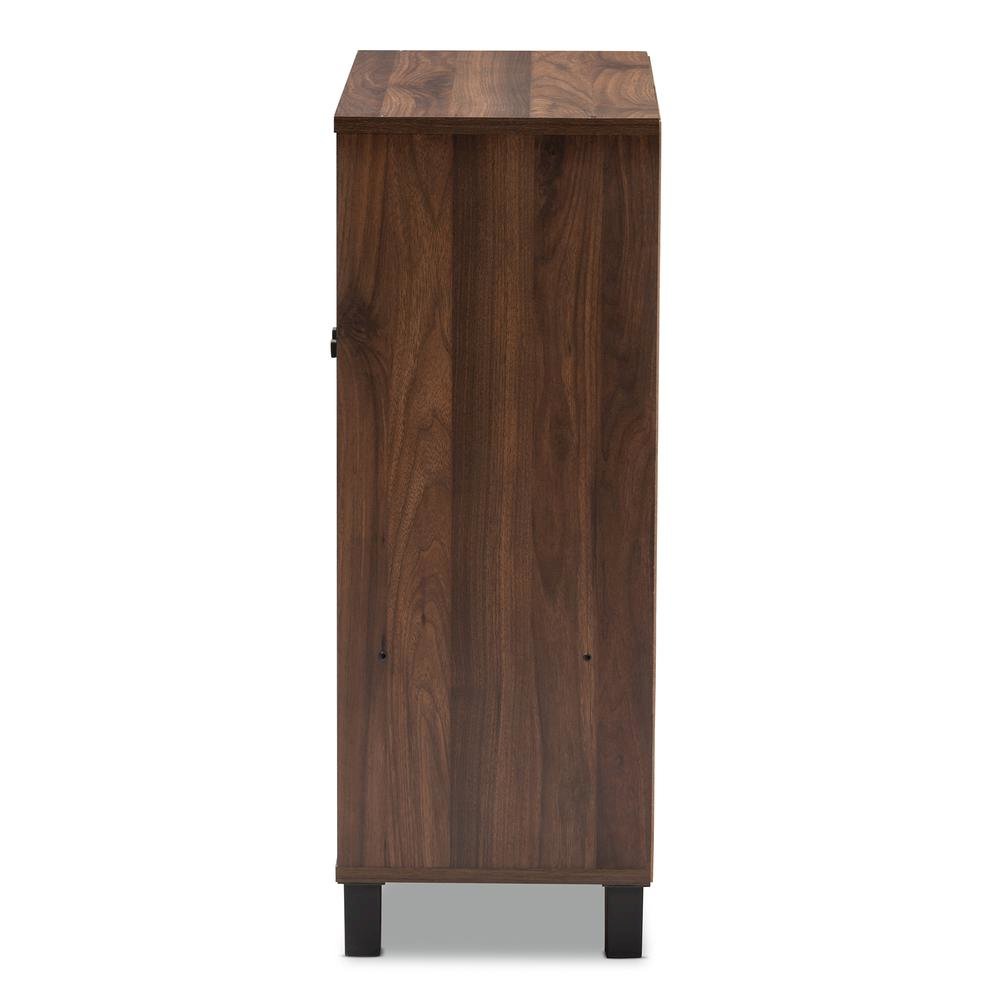 Walnut Brown Finished 2-Door Wood Entryway Shoe Storage Cabinet