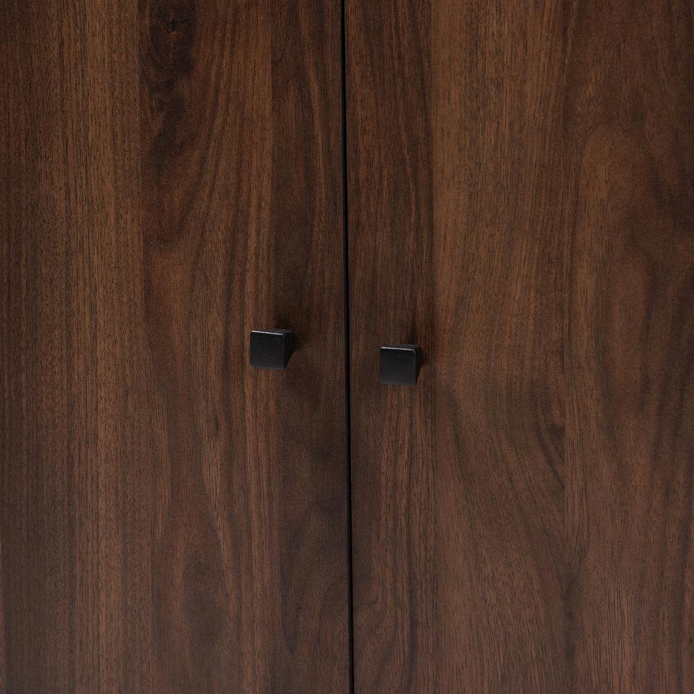 Walnut Brown Finished 2-Door Wood Entryway Shoe Storage Cabinet