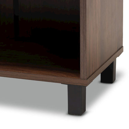 Walnut Brown Finished 2-Door Wood Entryway Shoe Storage Cabinet