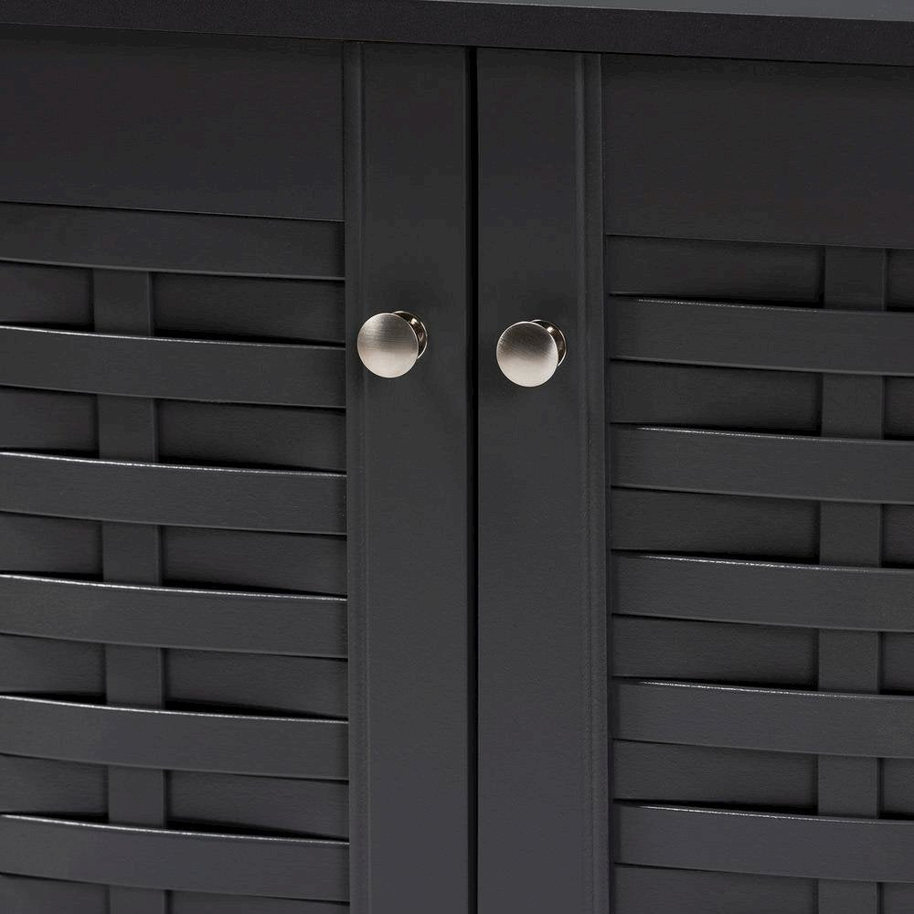 Dark Gray 2-Door Wooden Entryway Shoe Storage Cabinet