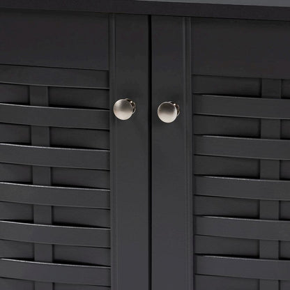 Dark Gray 2-Door Wooden Entryway Shoe Storage Cabinet