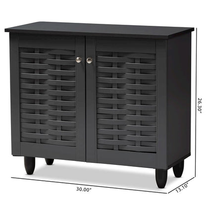Dark Gray 2-Door Wooden Entryway Shoe Storage Cabinet