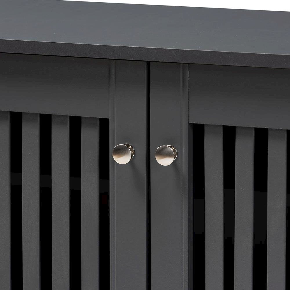 Dark Gray 3-Door Wooden Entryway Shoe Storage Wide Cabinet