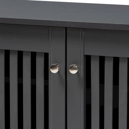 Dark Gray 3-Door Wooden Entryway Shoe Storage Wide Cabinet