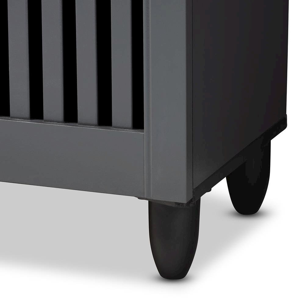 Dark Gray 3-Door Wooden Entryway Shoe Storage Wide Cabinet