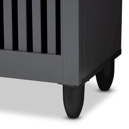 Dark Gray 3-Door Wooden Entryway Shoe Storage Wide Cabinet