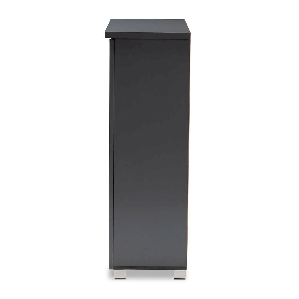 Dark Gray 2-Door Wooden Entryway Shoe Storage Cabinet