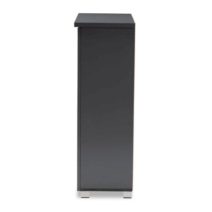 Dark Gray 2-Door Wooden Entryway Shoe Storage Cabinet