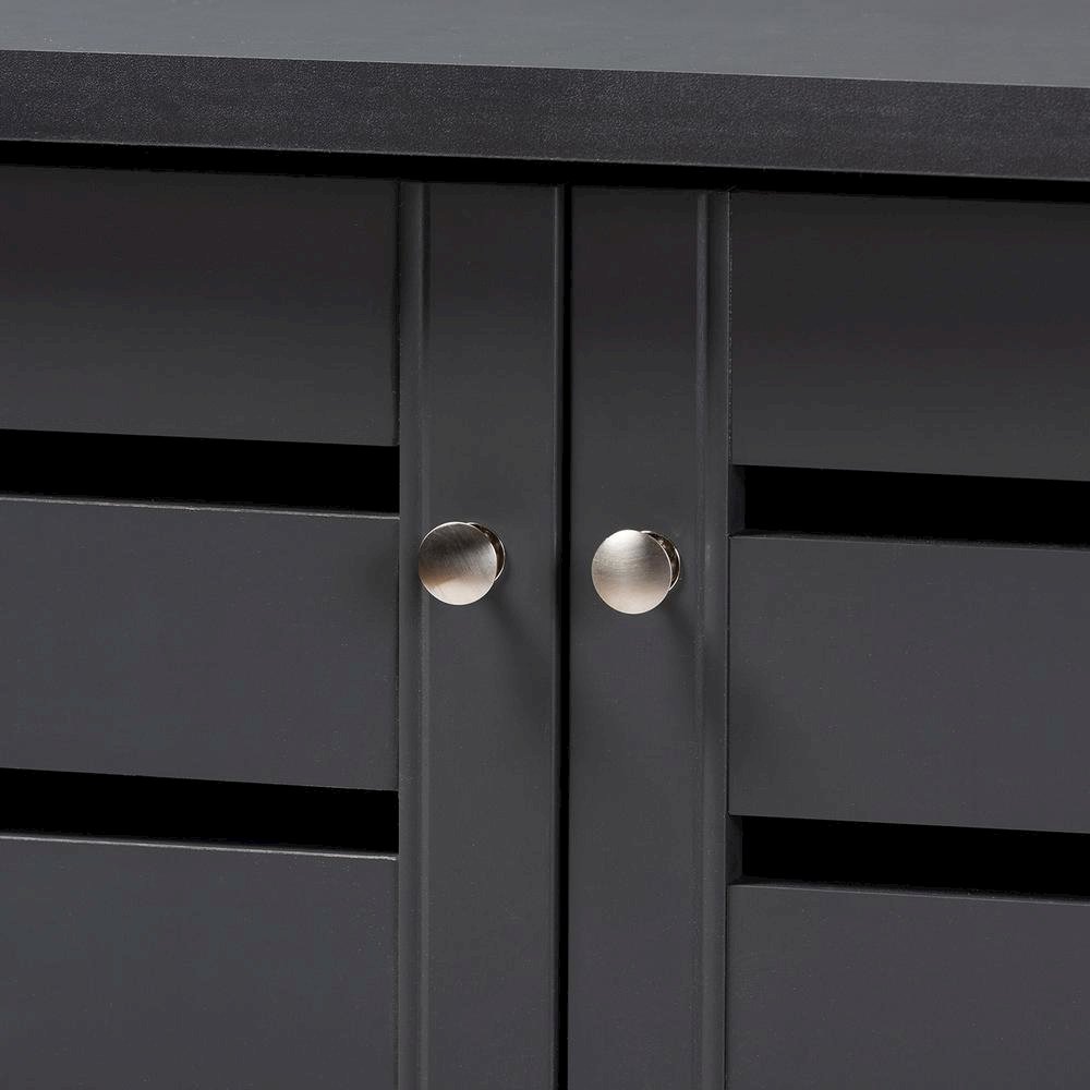 Dark Gray 2-Door Wooden Entryway Shoe Storage Cabinet