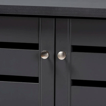 Dark Gray 2-Door Wooden Entryway Shoe Storage Cabinet
