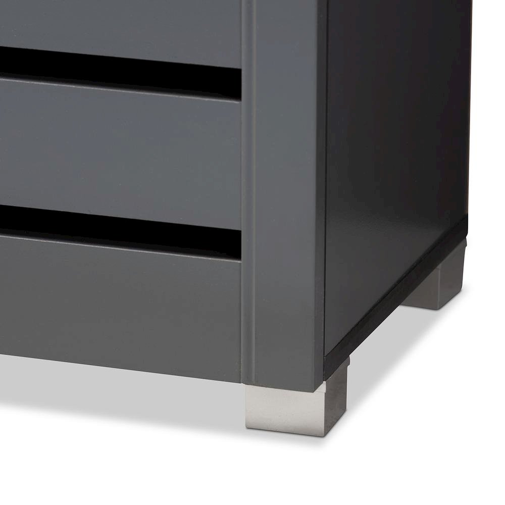 Dark Gray 2-Door Wooden Entryway Shoe Storage Cabinet