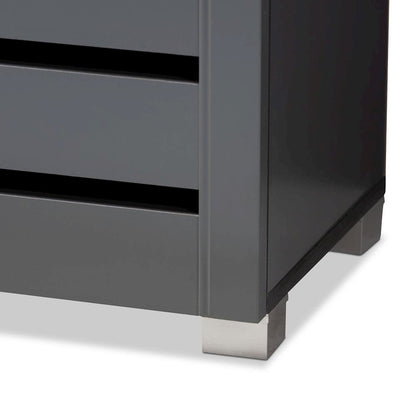 Dark Gray 2-Door Wooden Entryway Shoe Storage Cabinet