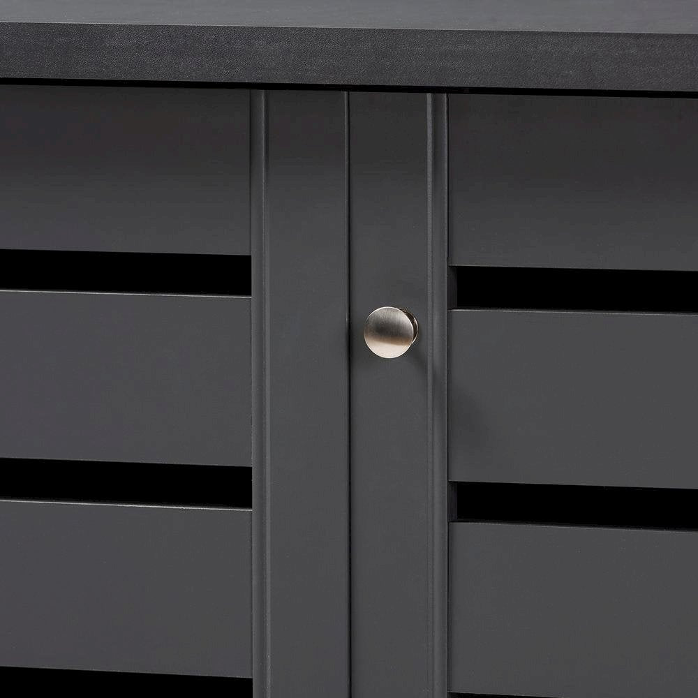 Dark Gray 3-Door Wooden Entryway Shoe Storage Cabinet