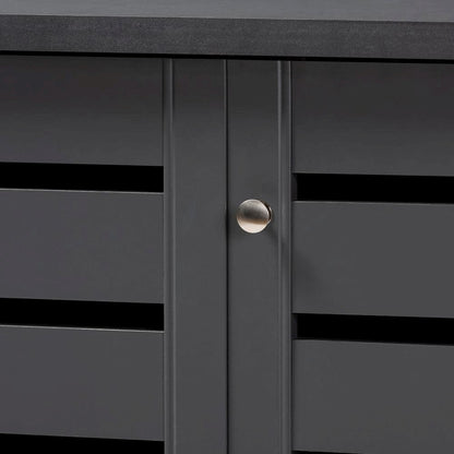 Dark Gray 3-Door Wooden Entryway Shoe Storage Cabinet