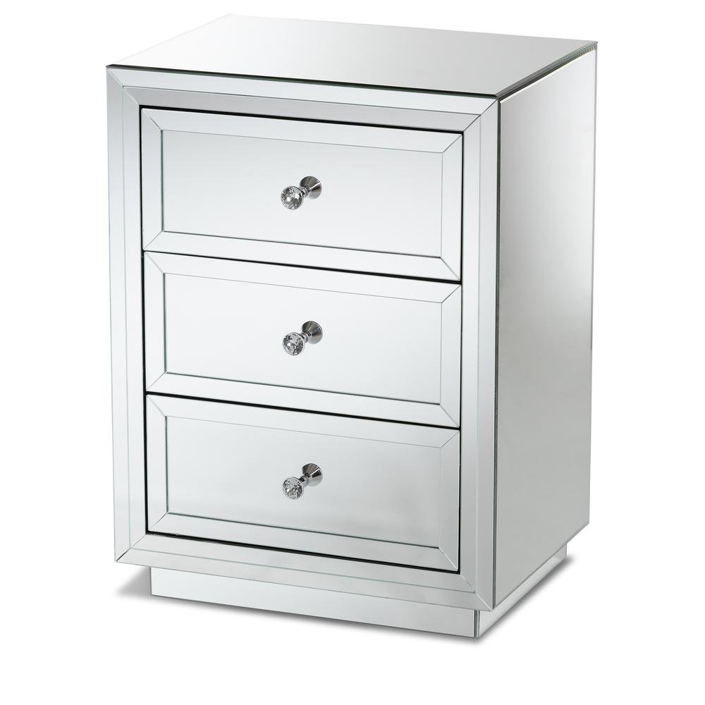 Hollywood Regency Glamour Style Mirrored 3-Drawer End Table