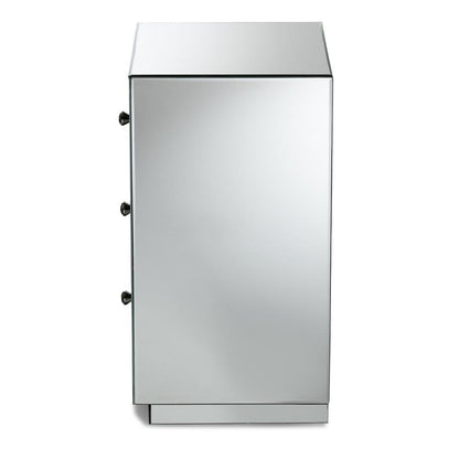 Hollywood Regency Glamour Style Mirrored 3-Drawer End Table