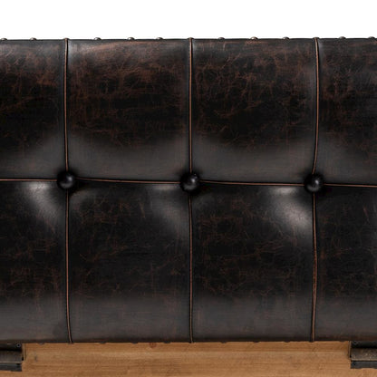 Leather Upholstered 2-Piece Wood Storage Trunk Ottoman Set