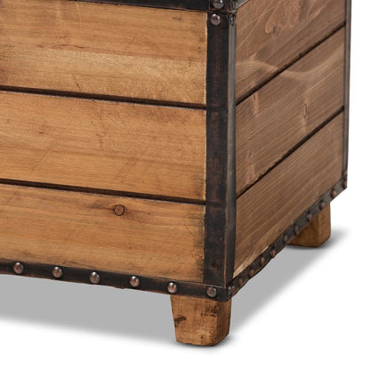 Leather Upholstered 2-Piece Wood Storage Trunk Ottoman Set