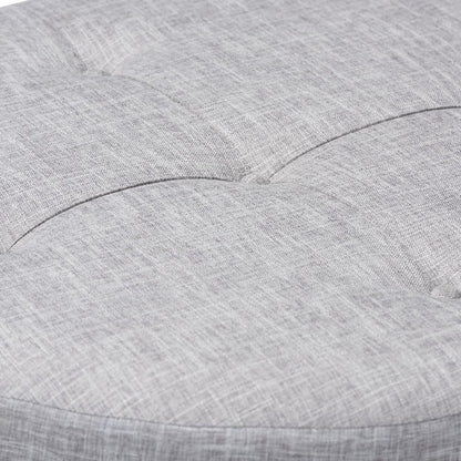 Light Gray Fabric Upholstered Natural Wood Cocktail Ottoman