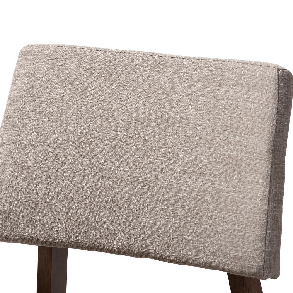 Light Gray Fabric Upholstered and Walnut-Finished Wood Bar Stool Set of 2