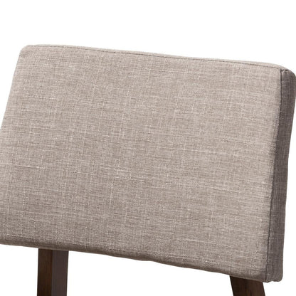 Light Gray Fabric Upholstered and Walnut-Finished Wood Bar Stool Set of 2