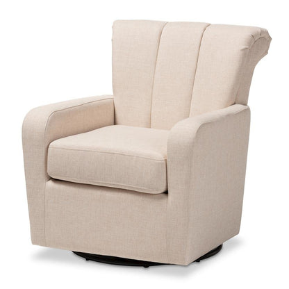 Rayner Modern and Contemporary Beige Fabric Upholstered Swivel Chair