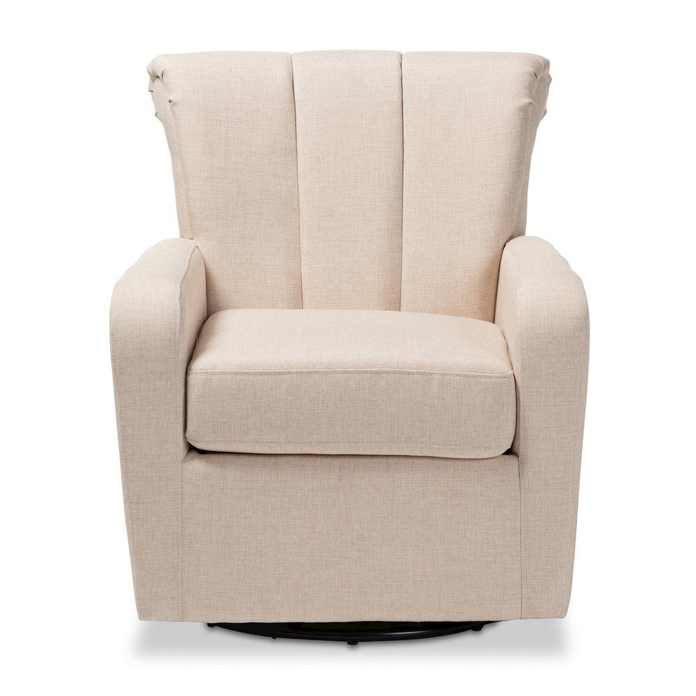 Rayner Modern and Contemporary Beige Fabric Upholstered Swivel Chair