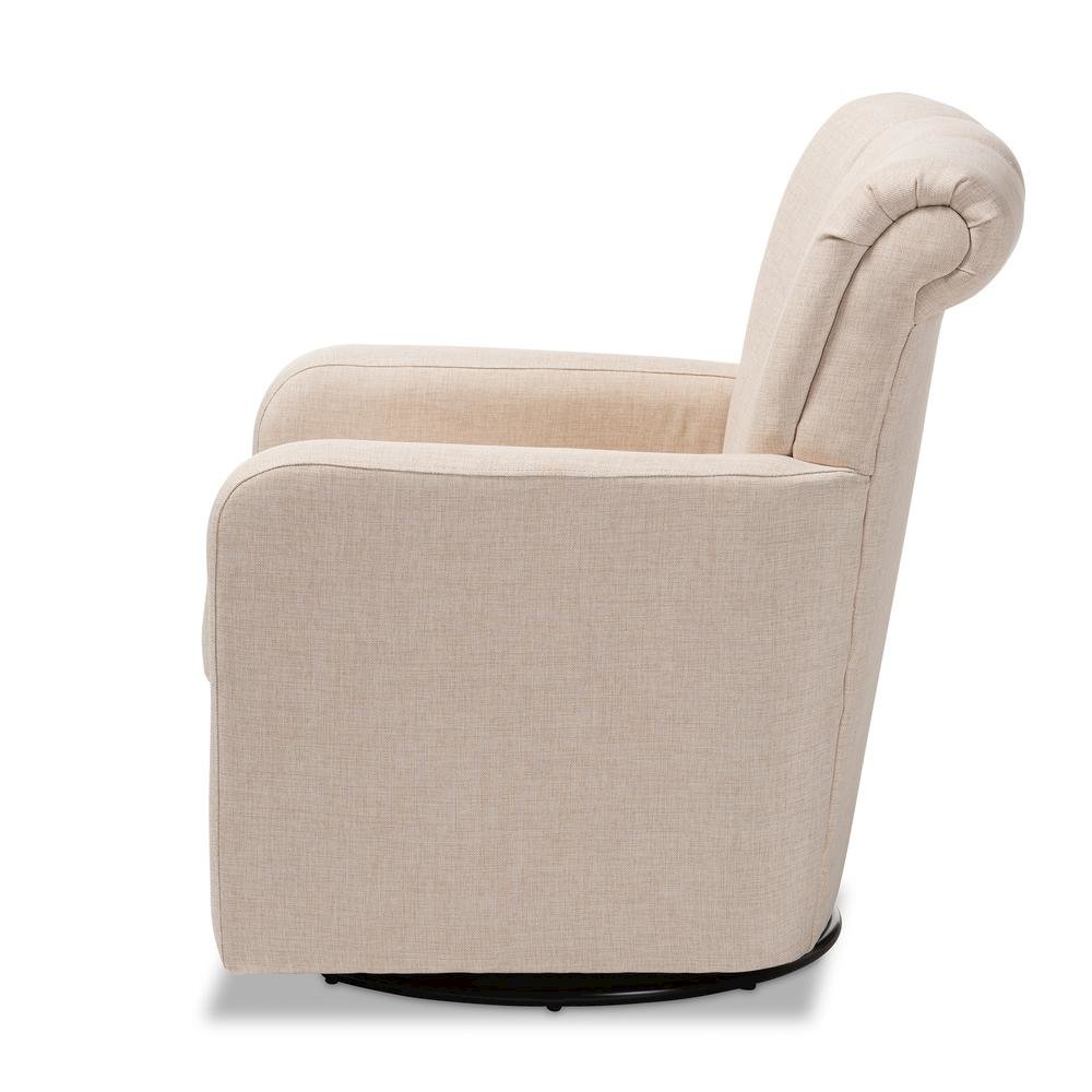 Rayner Modern and Contemporary Beige Fabric Upholstered Swivel Chair