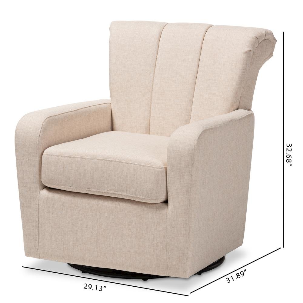 Rayner Modern and Contemporary Beige Fabric Upholstered Swivel Chair