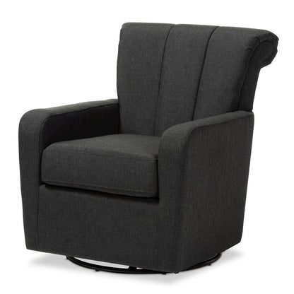 Rayner Modern and Contemporary Grey Fabric Upholstered Swivel Chair