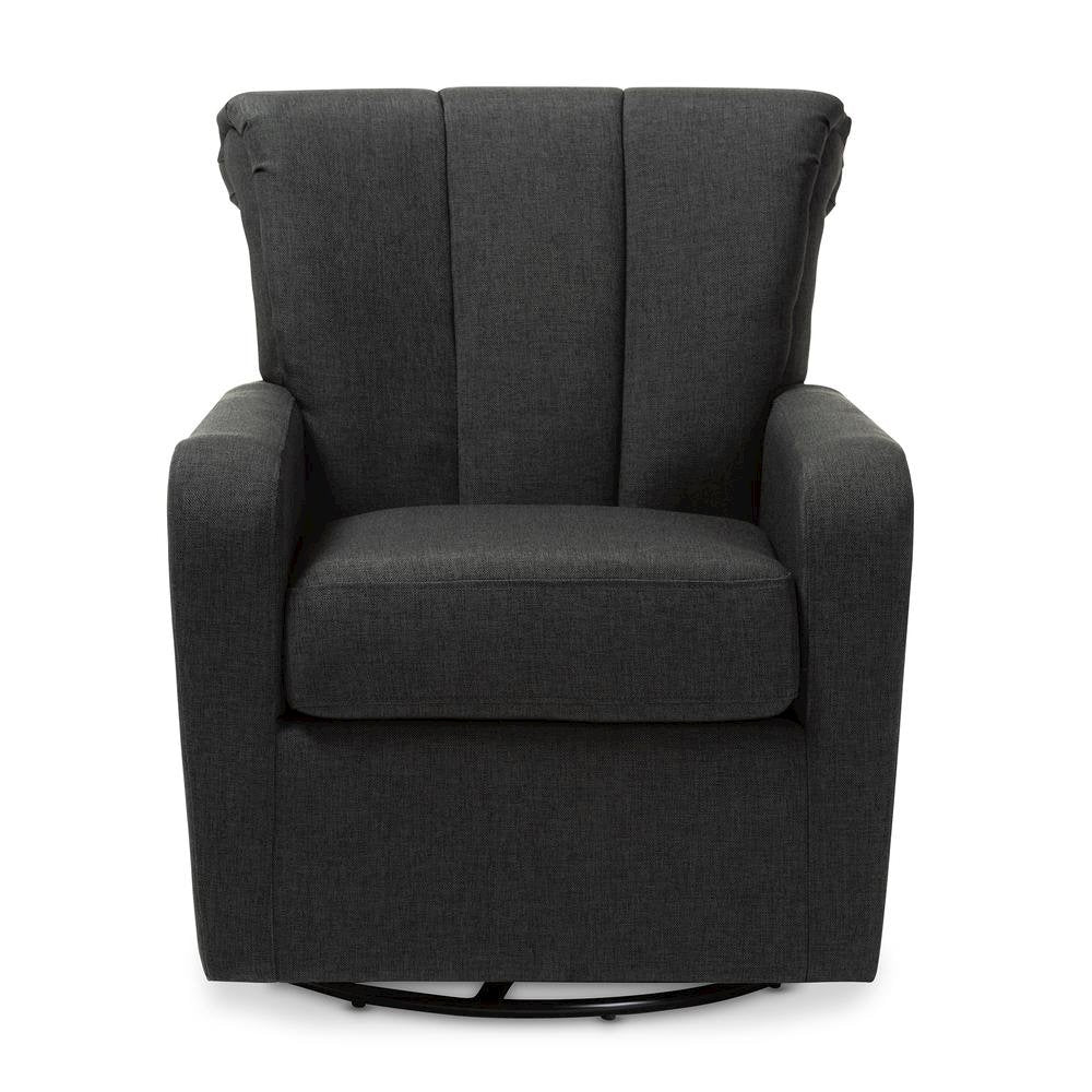 Rayner Modern and Contemporary Grey Fabric Upholstered Swivel Chair