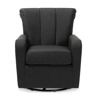 Rayner Modern and Contemporary Grey Fabric Upholstered Swivel Chair