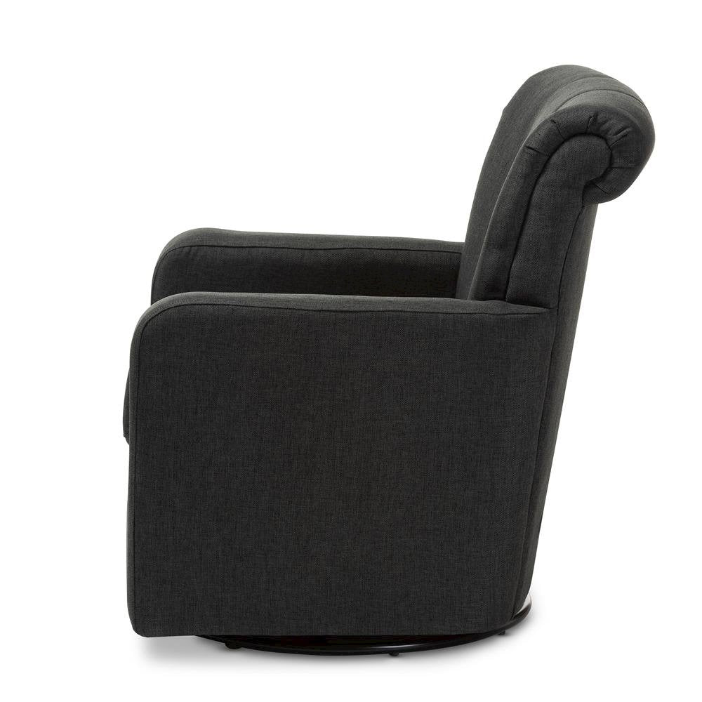 Rayner Modern and Contemporary Grey Fabric Upholstered Swivel Chair