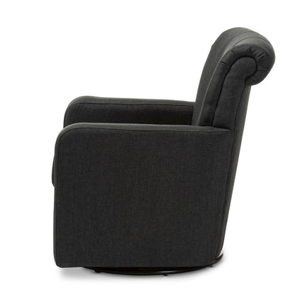 Rayner Modern and Contemporary Grey Fabric Upholstered Swivel Chair
