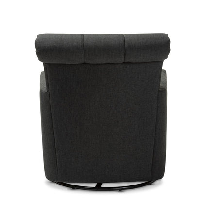 Rayner Modern and Contemporary Grey Fabric Upholstered Swivel Chair