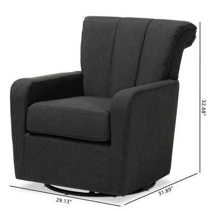 Rayner Modern and Contemporary Grey Fabric Upholstered Swivel Chair