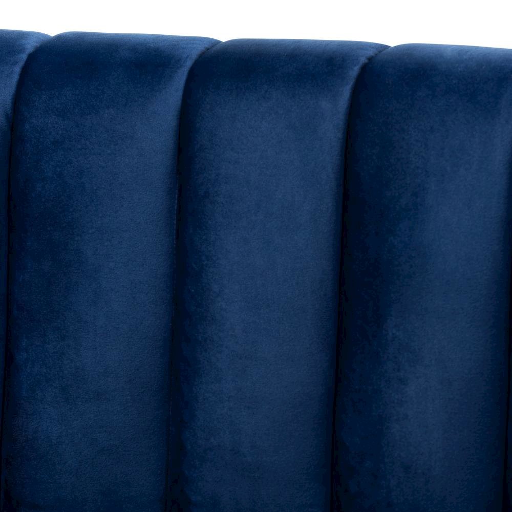 Milena Glam Royal Blue Velvet Fabric Upholstered Gold-Finished Sofa