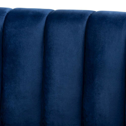 Milena Glam Royal Blue Velvet Fabric Upholstered Gold-Finished Sofa