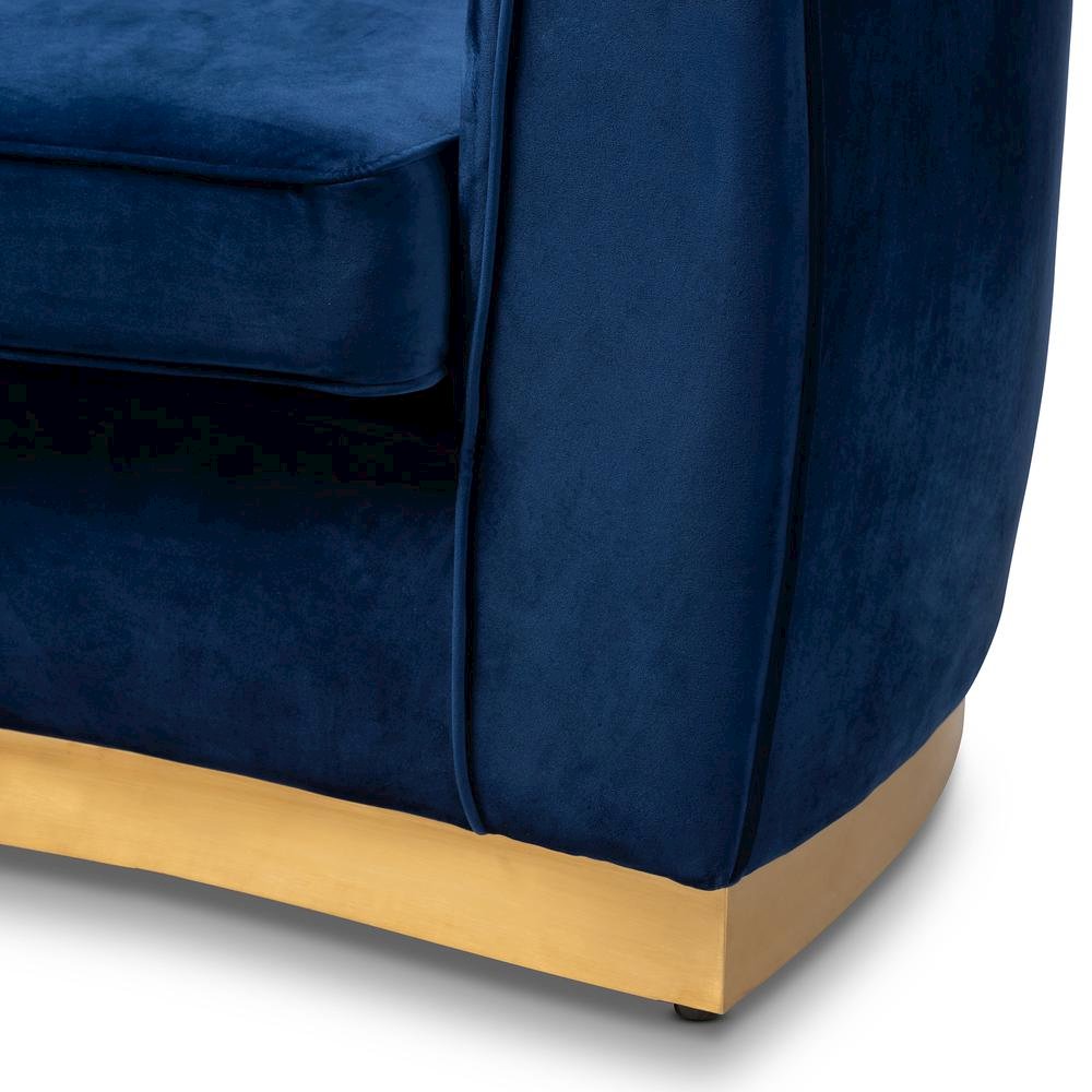 Milena Glam Royal Blue Velvet Fabric Upholstered Gold-Finished Sofa