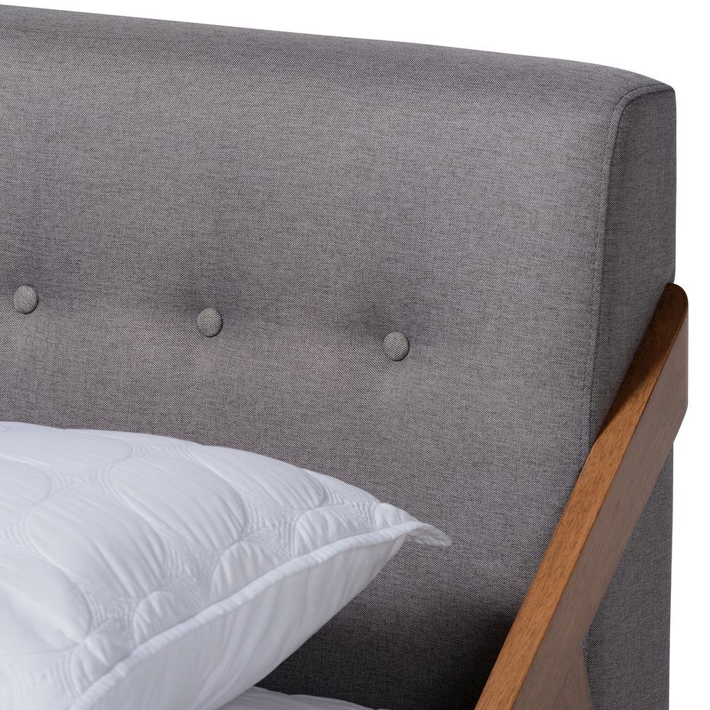 Sante Mid-Century Modern Grey Fabric Upholstered Wood Full Size Platform Bed