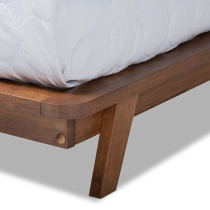 Light Beige Fabric Upholstered Wood Full Size Platform Bed