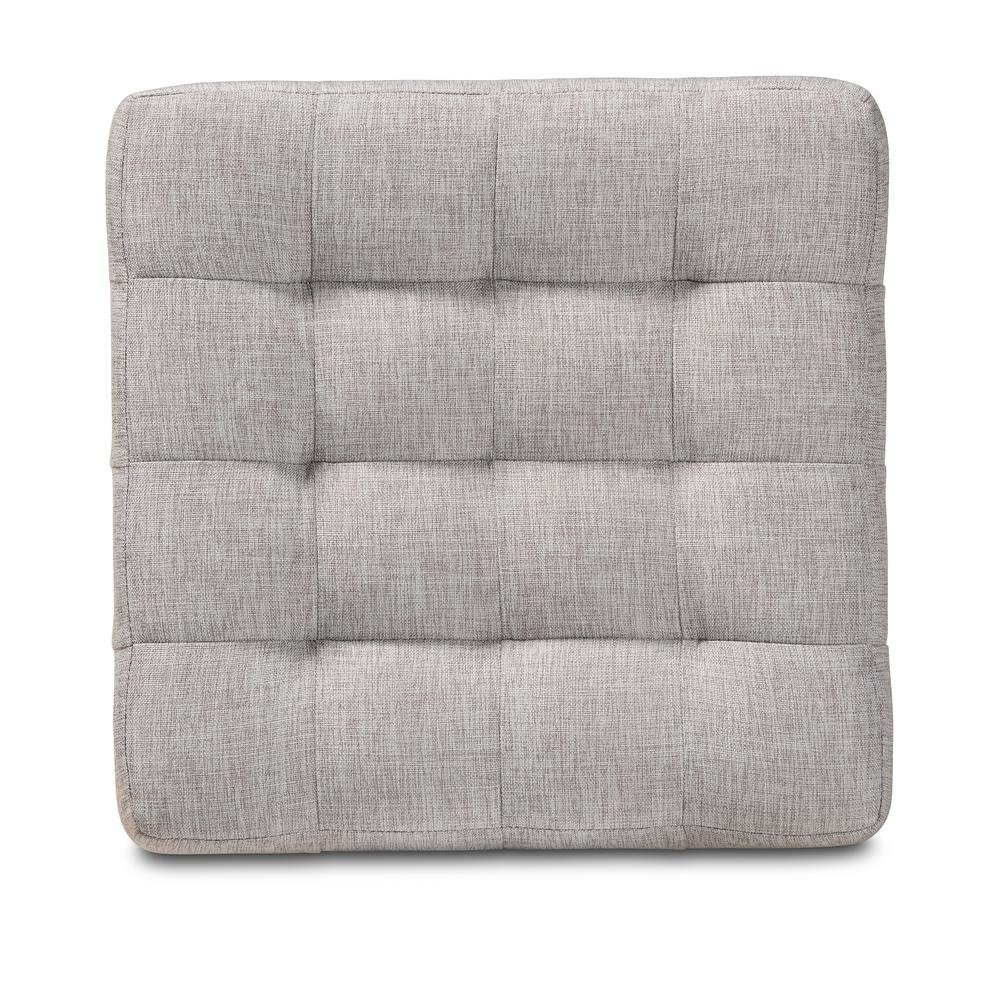 Greyish Beige Fabric Upholstered Tufted Cube Ottoman Set of 2