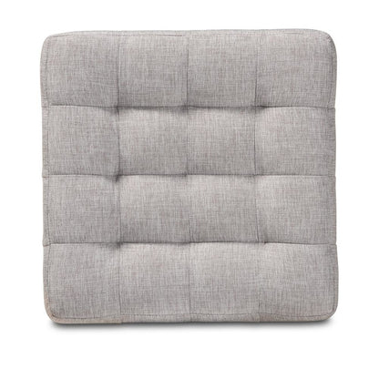 Greyish Beige Fabric Upholstered Tufted Cube Ottoman Set of 2