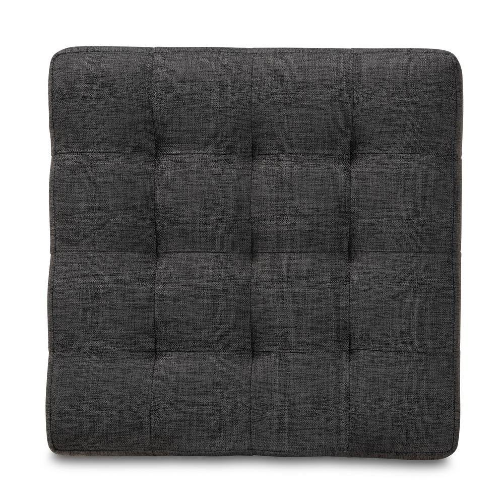 Dark Grey Fabric Upholstered Tufted Cube Ottoman Set of 2